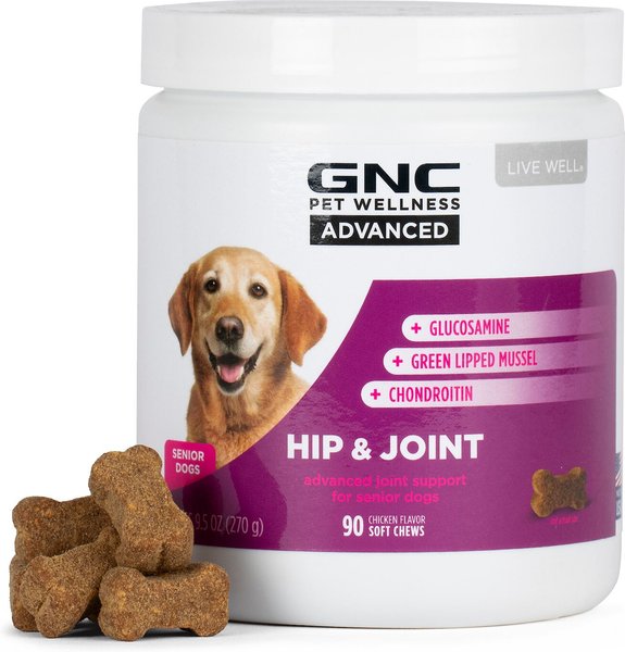 GNC Pets Advanced Hip & Joint Chicken Flavor Soft Chews Senior Dog Supplement, 90 count slide 1 of 5