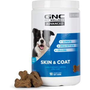 GNC Pets Advanced Skin & Coat Support Chicken Flavor Soft Chews Dog Supplement, 90 count