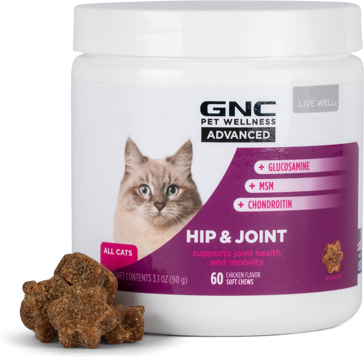 GNC PETS Advanced Hip & Joint Support Chicken Flavor Soft Chews Cat