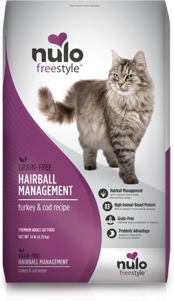 Nulo Freestyle Hairball Management Turkey & Cod Recipe Grain-Free Dry Cat Food, 14-lb bag slide 1 of 9