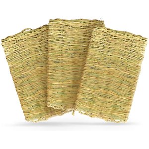 SunGrow Natural Grass Chew Mat & Hay Bedding Cage Rabbit, Guinea Pig, & Small Pet Accessories, 3 count