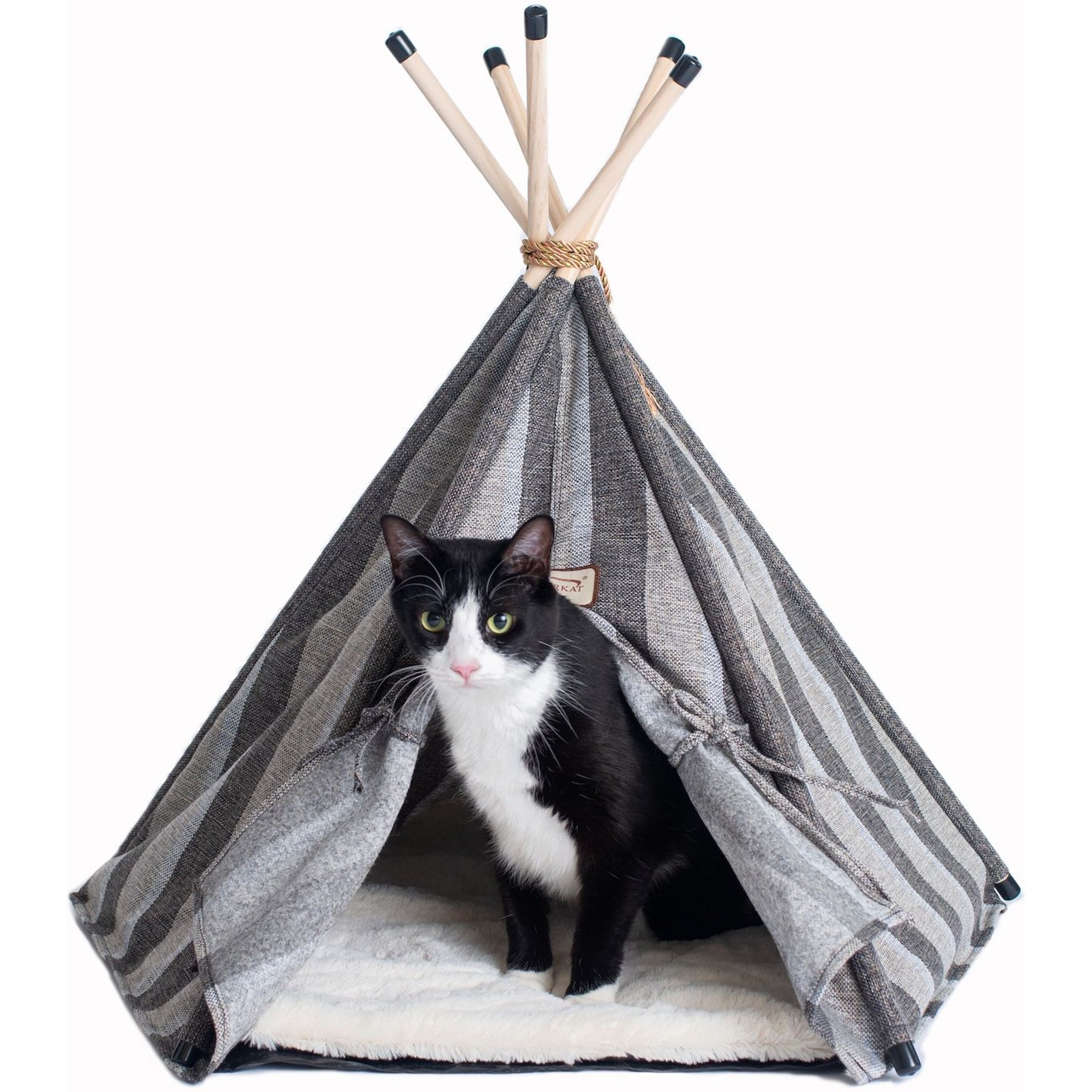 Armarkat Teepee Style Dog & Cat Bed, White & Black