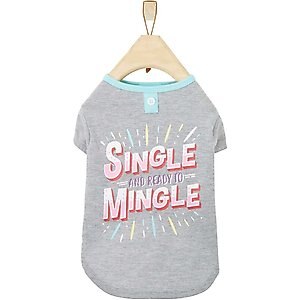 Wagatude Single & Ready To Mingle Dog Tee, Gray, X-Small
