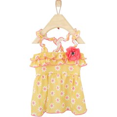 Wagatude Daisy Print Ruffle Dog Dress, Yellow, X-Large