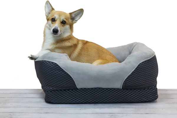 BarksBar Snuggly Sleeper Orthopedic Bolster Dog Bed w/Removable Cover, Gray, Small slide 1 of 6