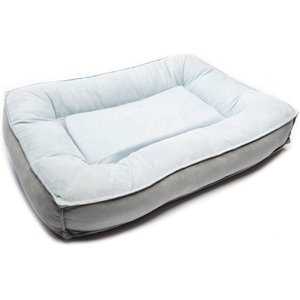 BarksBar Comfy Classic Orthopedic Bolster Dog & Cat Bed with Removable Cover, Blue/Gray, Medium