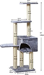 Two By Two The Spruce 54.3-in Plush Cat Tree Playground & Condo, Grey slide 2 of 3