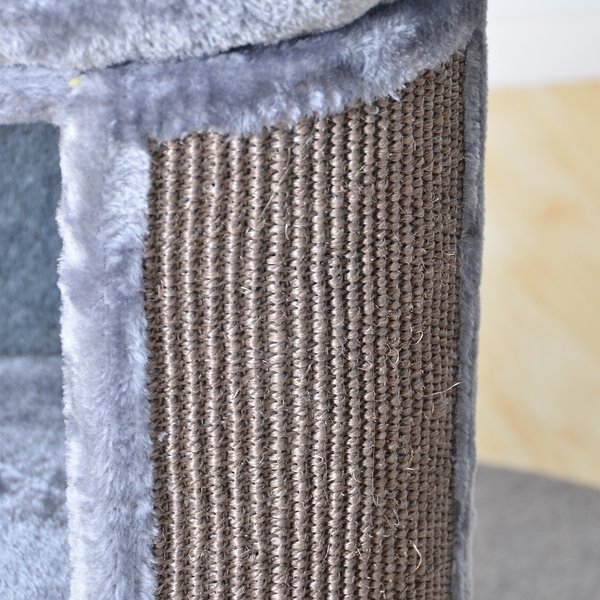 Two By Two The Juniper 25.6-in Plush Cat Condo & Pillowtop Bed, Grey