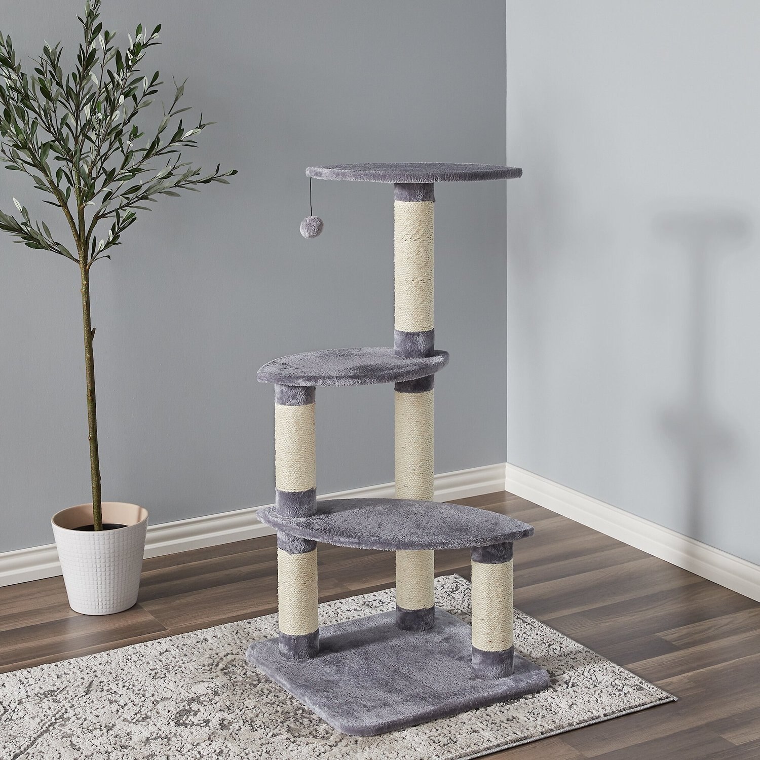 TWO BY TWO The Cypress 41.7-in Plush Cat Tree, Grey - Chewy.com