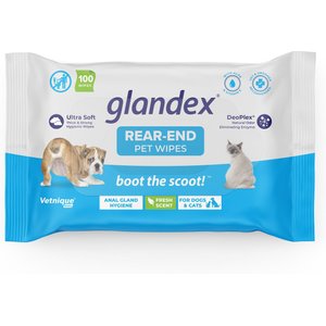 Vetnique Labs Glandex Wipes Rear End Anal Gland Cleansing & Deodorizing Hygienic Rear End Boot the Scoot Dog & Cat Wipes, 100 count