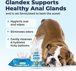 Vetnique Labs Glandex Wipes Rear End Anal Gland Cleansing & Deodorizing Hygienic Rear End Boot the Scoot Dog & Cat Wipes, 100 count slide 2 of 8