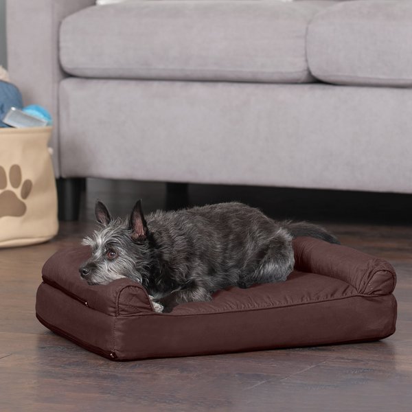 FurHaven Quilted Full Support Orthopedic Sofa Dog & Cat Bed, Coffee, Small slide 1 of 9
