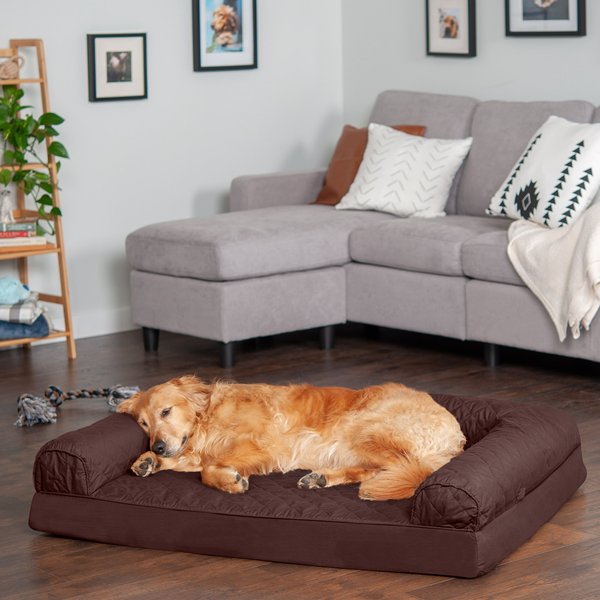 FurHaven Quilted Full Support Orthopedic Sofa Dog & Cat Bed, Coffee, Jumbo slide 1 of 9