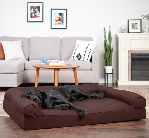 FurHaven Quilted Full Support Orthopedic Sofa Dog & Cat Bed, Coffee, Jumbo Plus slide 1 of 9