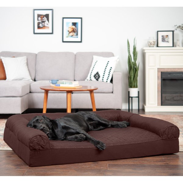 FURHAVEN Quilted Full Support Orthopedic Sofa Dog & Cat Bed, Coffee