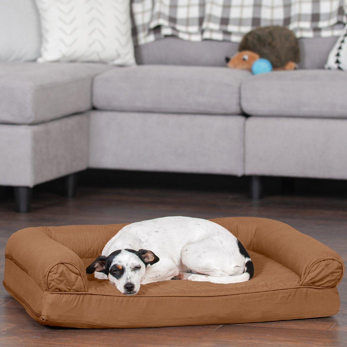 FURHAVEN Quilted Full Support Orthopedic Sofa Dog & Cat Bed, Toasted