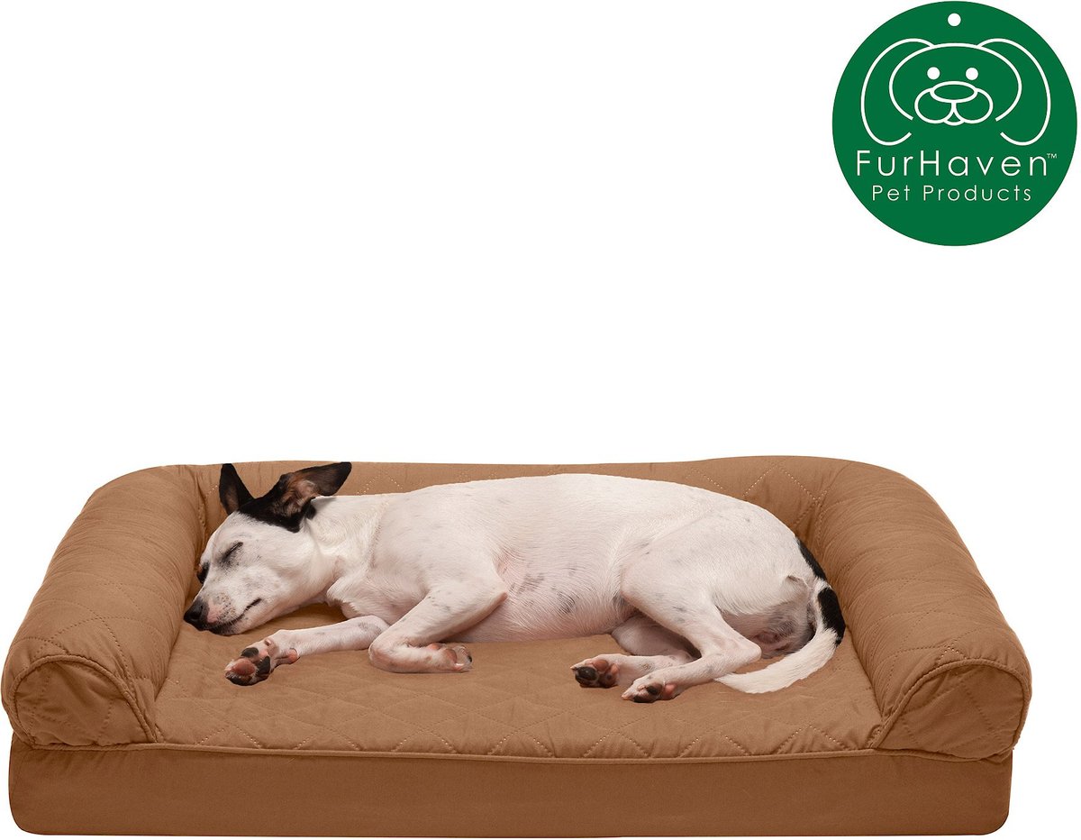 FURHAVEN Quilted Full Support Orthopedic Sofa Dog & Cat Bed, Toasted