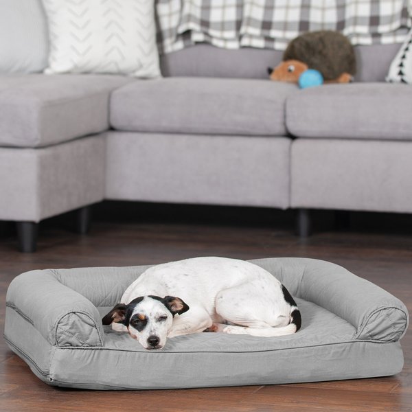 FurHaven Quilted Full Support Orthopedic Sofa Dog & Cat Bed, Silver Gray, Medium slide 1 of 9