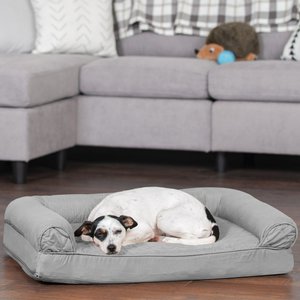 FurHaven Quilted Full Support Orthopedic Sofa Dog & Cat Bed, Silver Gray, Medium