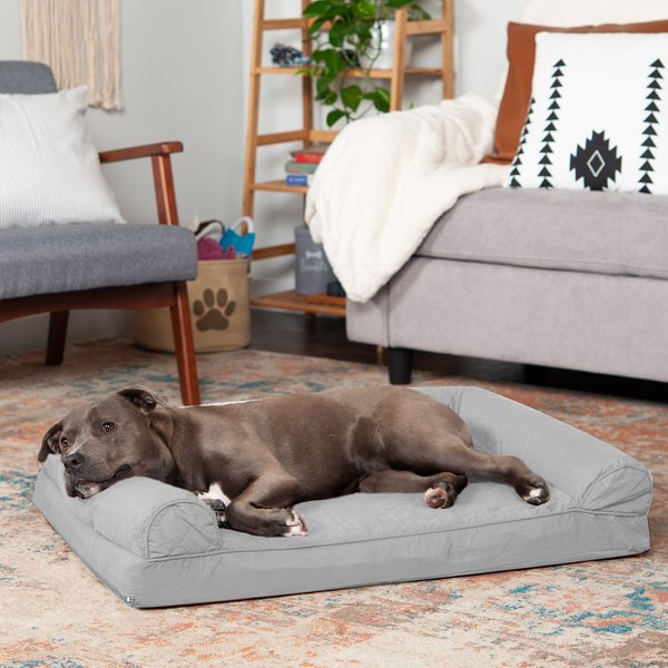 FurHaven Quilted Full Support Orthopedic Sofa Dog & Cat Bed, Silver Gray, Large slide 1 of 9