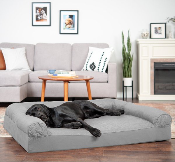 FurHaven Quilted Full Support Orthopedic Sofa Dog & Cat Bed, Silver Gray, Jumbo Plus slide 1 of 9