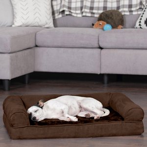 FurHaven Plush & Suede Full Support Orthopedic Sofa Dog & Cat Bed, Espresso, Medium