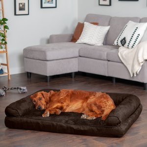 FURHAVEN Plush & Suede Orthopedic Sofa Cat & Dog Bed, Gray, Jumbo ...