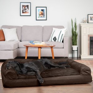FurHaven Plush & Suede Full Support Orthopedic Sofa Dog & Cat Bed, Espresso, Jumbo Plus