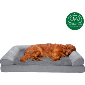 FurHaven Plush & Suede Full Support Orthopedic Sofa Dog & Cat Bed, Gray, Jumbo