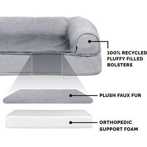 FurHaven Plush & Suede Full Support Orthopedic Sofa Dog & Cat Bed, Gray, Jumbo