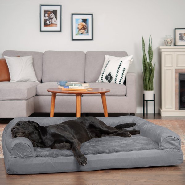 FurHaven Plush & Suede Full Support Orthopedic Sofa Dog & Cat Bed, Gray, Jumbo Plus slide 1 of 9