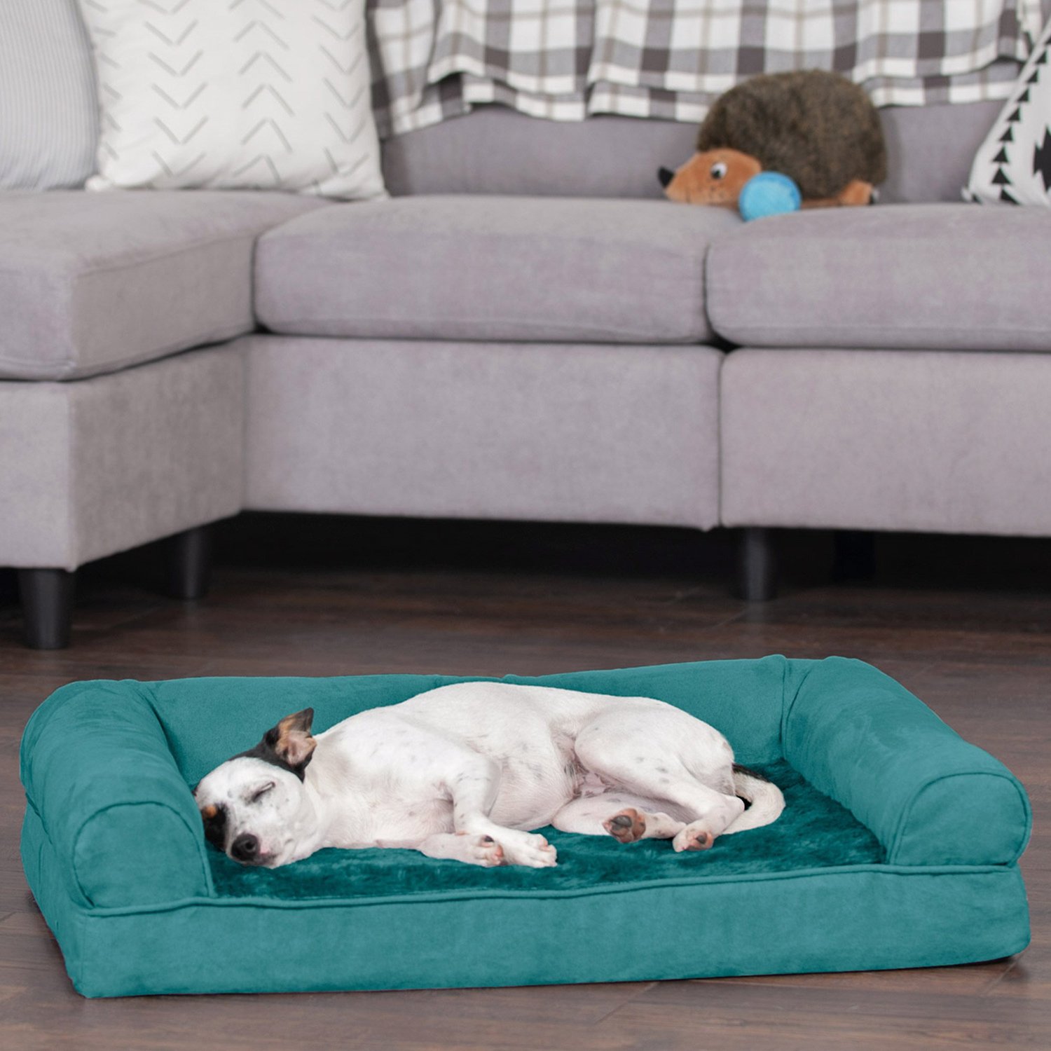 furhaven plush suede orthopedic sofa pet bed