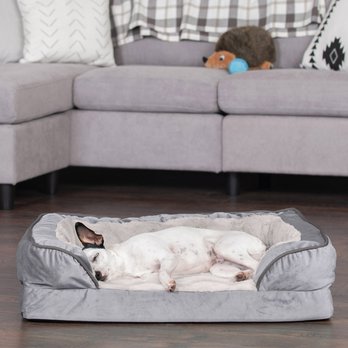 FurHaven Perfect Comfort Velvet Waves Full Support Orthopedic Sofa Dog Bed