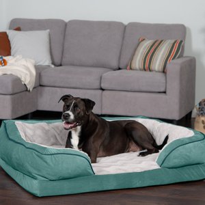 Perfect Comfort Velvet Waves Full Support Orthopedic Sofa Dog & Cat Bed, Celadon Green, Jumbo
