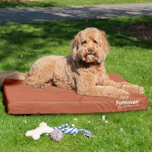 FurHaven Deluxe Oxford Full Support Dog & Cat Bed With Removable Cover, Chestnut, Large