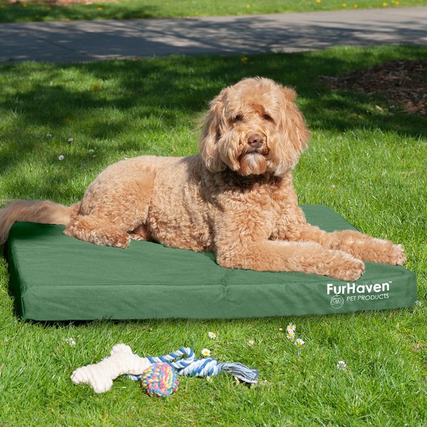 FurHaven Deluxe Oxford Full Support Dog & Cat Bed With Removable Cover, Forest, Large slide 1 of 9
