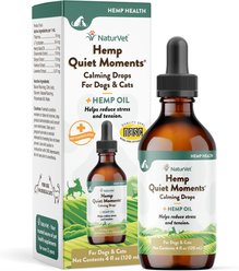 NaturVet Hemp Quiet Moments Liquid Calming Supplement for Cats & Dogs, 4-oz bottle