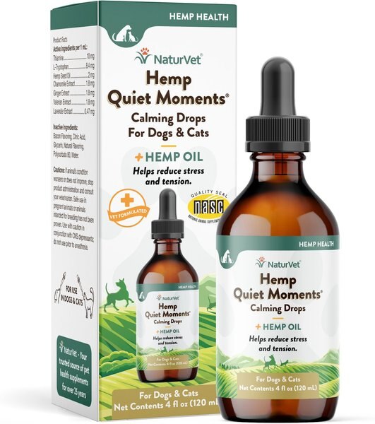 NaturVet Hemp Quiet Moments Liquid Calming Supplement for Cats & Dogs, 4-oz bottle slide 1 of 1
