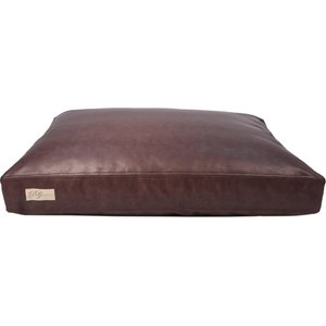 B&G Martin Faux Leather Poly Fill Cushion Insert Dog & Cat Bed, Dark Brown, Small