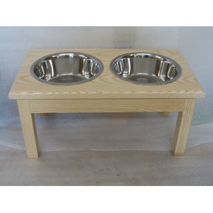 Classic Pet Beds Elevated Double Bowl Dog & Cat Diner, Natural, 4-cup