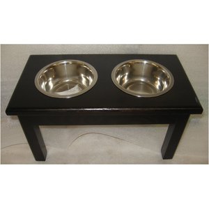 Classic Pet Beds Elevated Double Bowl Dog & Cat Diner, Espresso, 4-cup