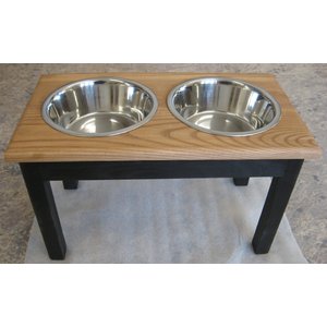 Classic Pet Beds Elevated Double Bowl Dog & Cat Diner, Espresso/Walnut, 4-cup