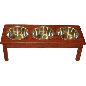 Classic Pet Beds Elevated Triple Bowl Dog & Cat Diner, Cherry, 12-cup