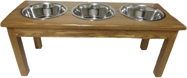 Classic Pet Beds Elevated Triple Bowl Dog & Cat Diner, Walnut, 8-cup slide 1 of 1
