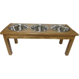 Classic Pet Beds Elevated Triple Bowl Dog & Cat Diner, Walnut, 8-cup