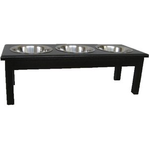 Classic Pet Beds Elevated Triple Bowl Dog & Cat Diner, Espresso, 8-cup