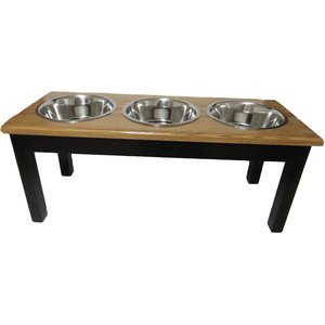 Classic Pet Beds Elevated Triple Bowl Dog & Cat Diner, Espresso/Walnut, 8-cup