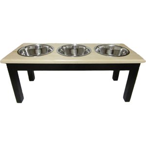 Classic Pet Beds Elevated Triple Bowl Dog & Cat Diner, Espresso/Natural, 4-cup