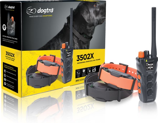 Dogtra 3502X Training e-Collar Waterproof Rechargeable 1.5-mile Range Dog Remote, Black/Orange, 2 count slide 1 of 7