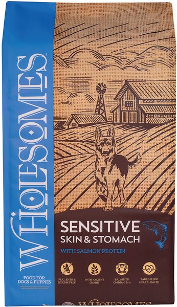 Wholesomes Sensitive Skin & Stomach With Salmon Protein Dry Dog Food, 30-lb bag slide 1 of 8